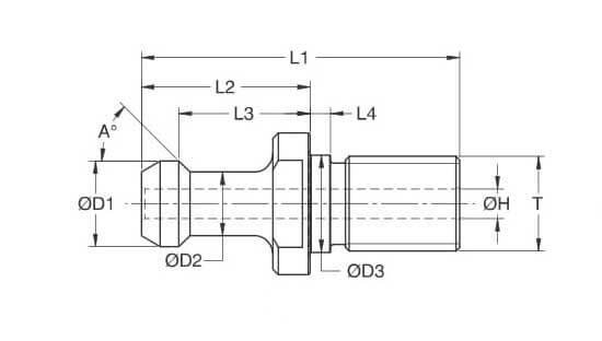 DMG BT30 60° Non Through Coolant Pull Stud